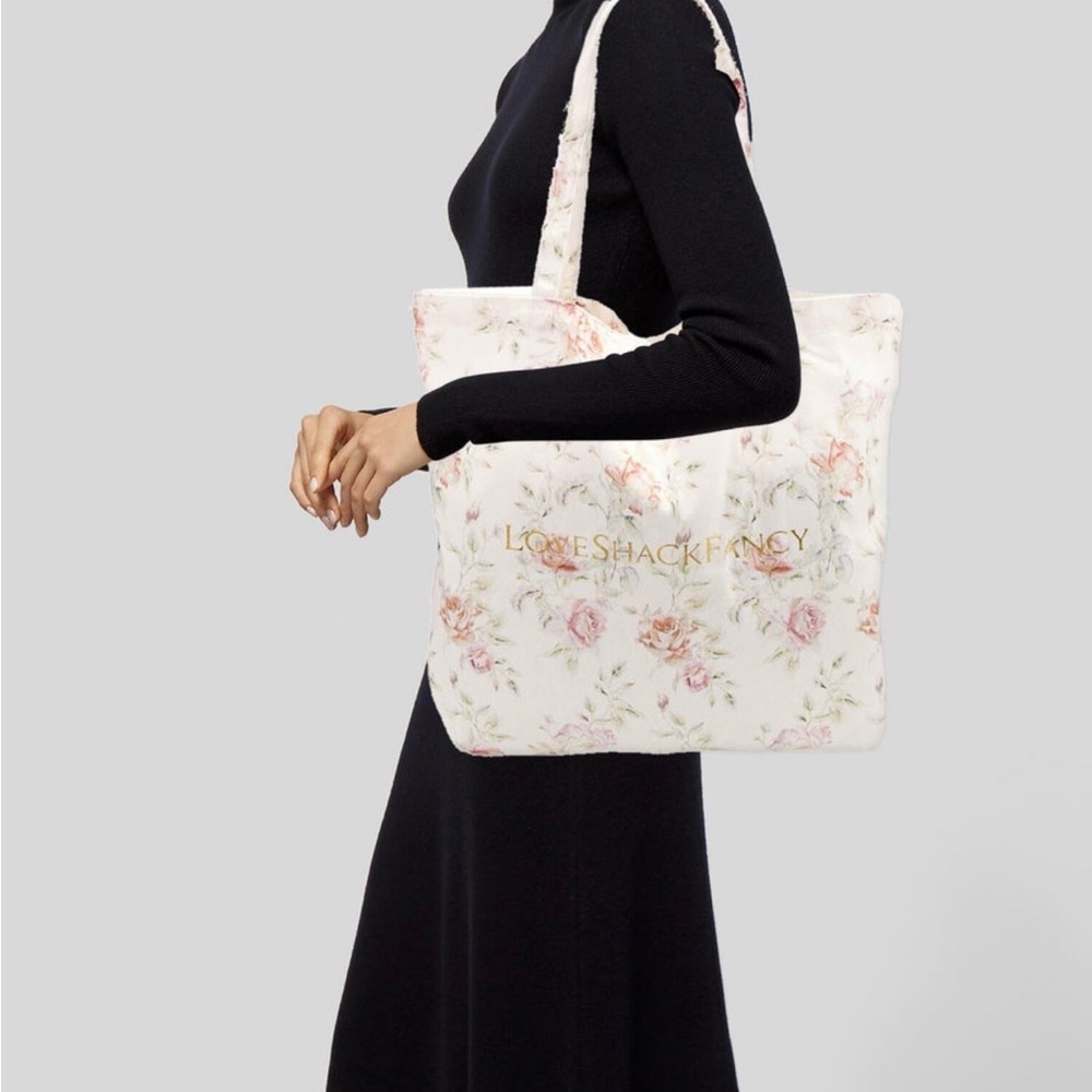 LoveShackFancy Floral Tote - Cream and Pink